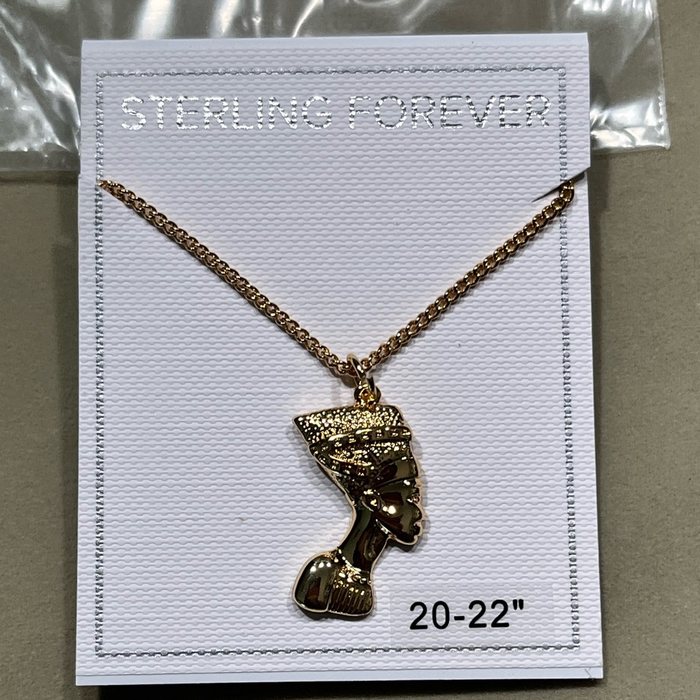 STERLING FOREVER NWT EGYPTIAN PHARAOH PENDANT 14K GOLD-PLATED BRASS NECKLACE